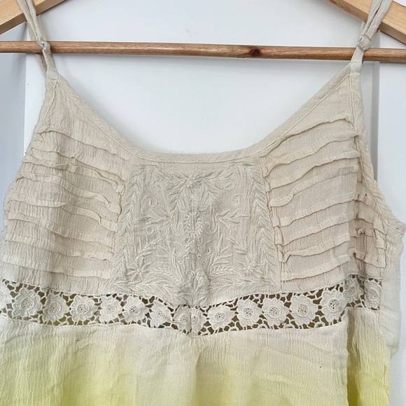 #87 Beautiful cream and yellow ombre boho cami top with crochet detail - Picture 3 of 6